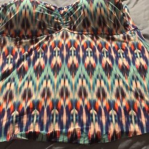 Multi colored plus size swim top.